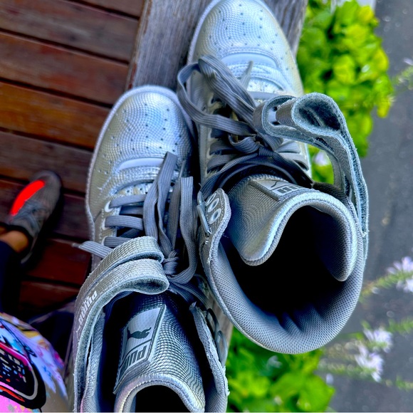 Puma Shoes | Puma Sky Hi Holographic Silver Lace Up Velcro Sneakers Women’s - Picture 3 of 6